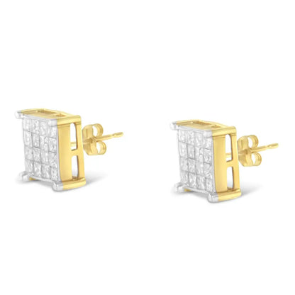 10k Yellow Gold Princess Cut Diamond Stud Earrings (2 Cttw H-i Color I2-i3 Clarity) - Fine Jewelry us Direct