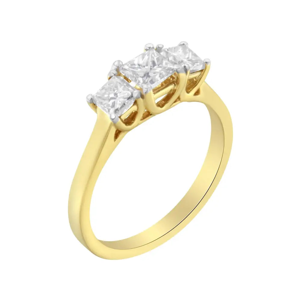 10k Yellow Gold Princess-cut Diamond Three Stone Band Ring (1 Cttw J-k Color I1-i2 Clarity) - Fine Jewelry us Direct