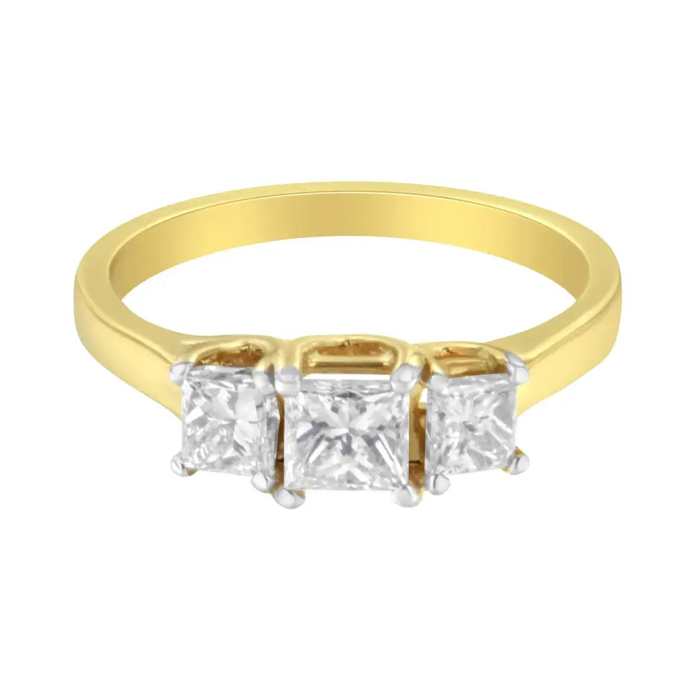 10k Yellow Gold Princess-cut Diamond Three Stone Band Ring (1 Cttw J-k Color I1-i2 Clarity) - Fine Jewelry us Direct