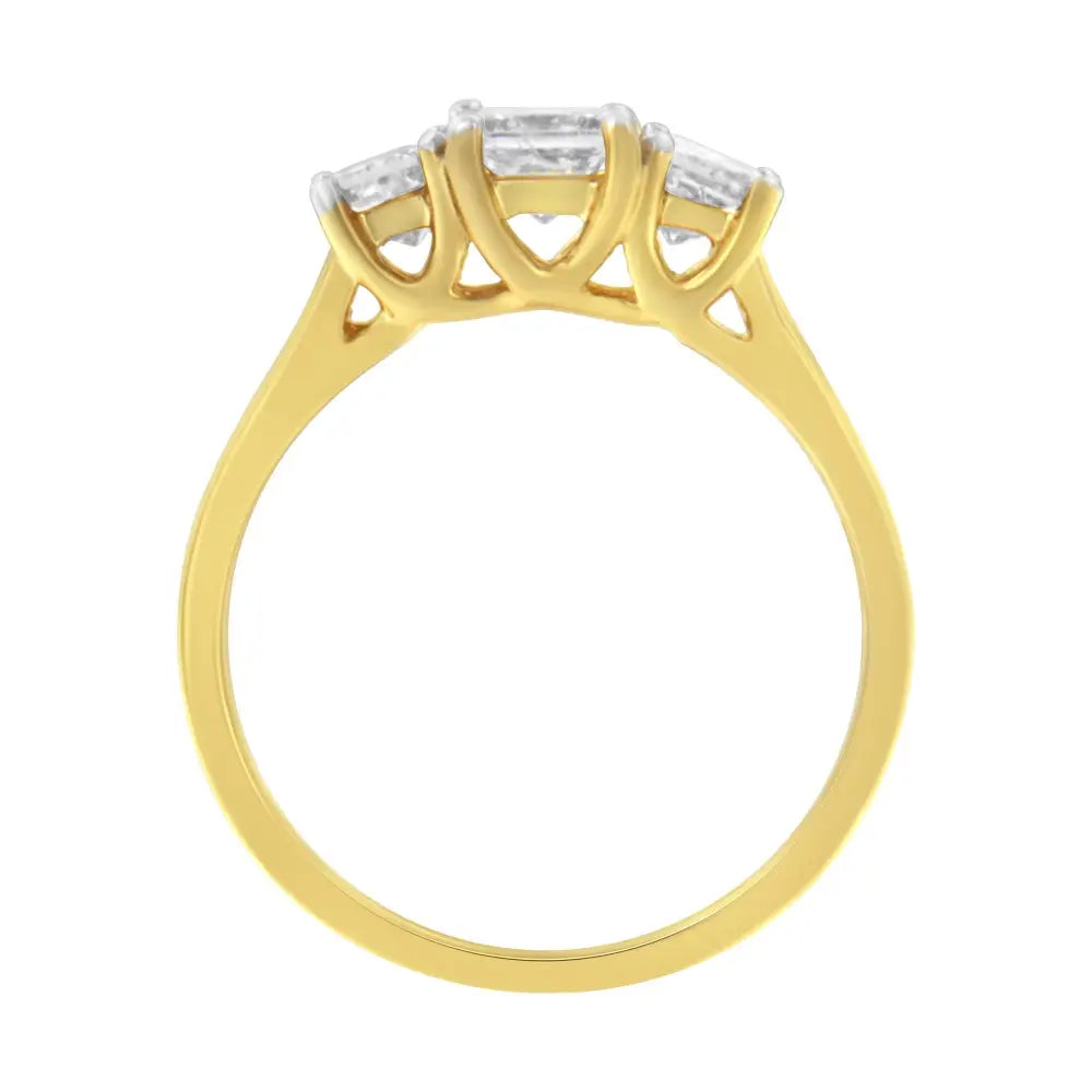 10k Yellow Gold Princess-cut Diamond Three Stone Band Ring (1 Cttw J-k Color I1-i2 Clarity) - Fine Jewelry us Direct