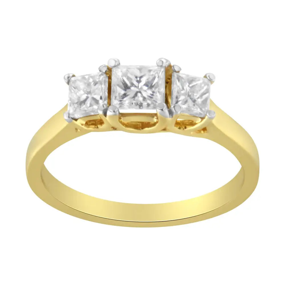 10k Yellow Gold Princess-cut Diamond Three Stone Band Ring (1 Cttw J-k Color I1-i2 Clarity) - Fine Jewelry us Direct