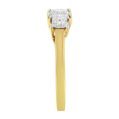 10k Yellow Gold Princess-cut Diamond Three Stone Band Ring (1 Cttw J-k Color I1-i2 Clarity) - Fine Jewelry us Direct