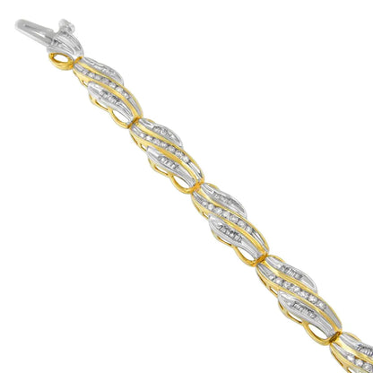 10k Yellow Gold Round and Baguette Cut Diamond Bracelet (2 Cttw I-j Color I2-i3 Clarity) - Fine Jewelry us Direct