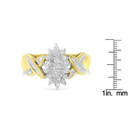 10k Yellow Gold Round and Baguette-cut Diamond Ring (1/2 Cttw H-i Color I1-i2 Clarity) - Fine Jewelry us Direct