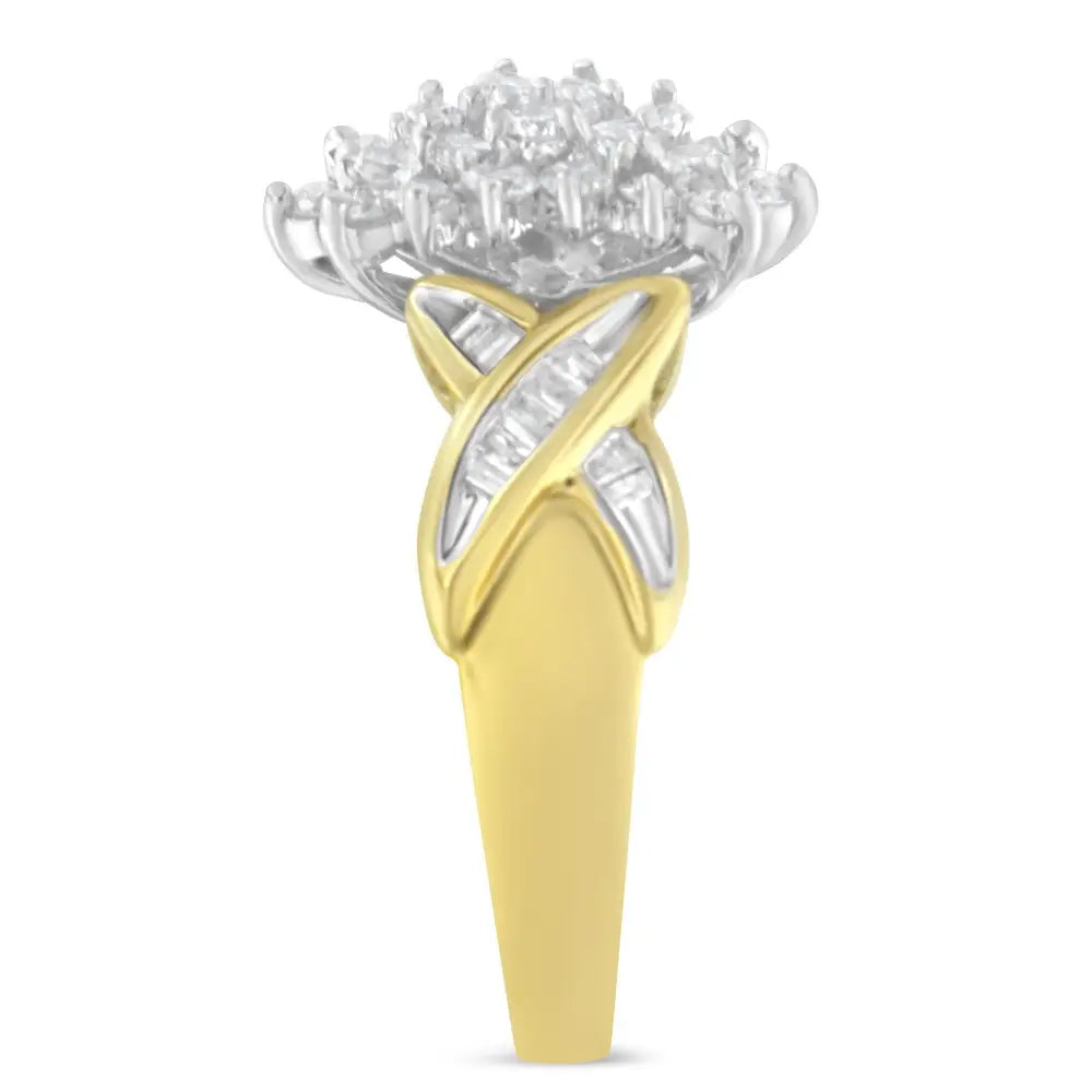 10k Yellow Gold Round and Baguette-cut Diamond Ring (1/2 Cttw H-i Color I1-i2 Clarity) - Fine Jewelry us Direct