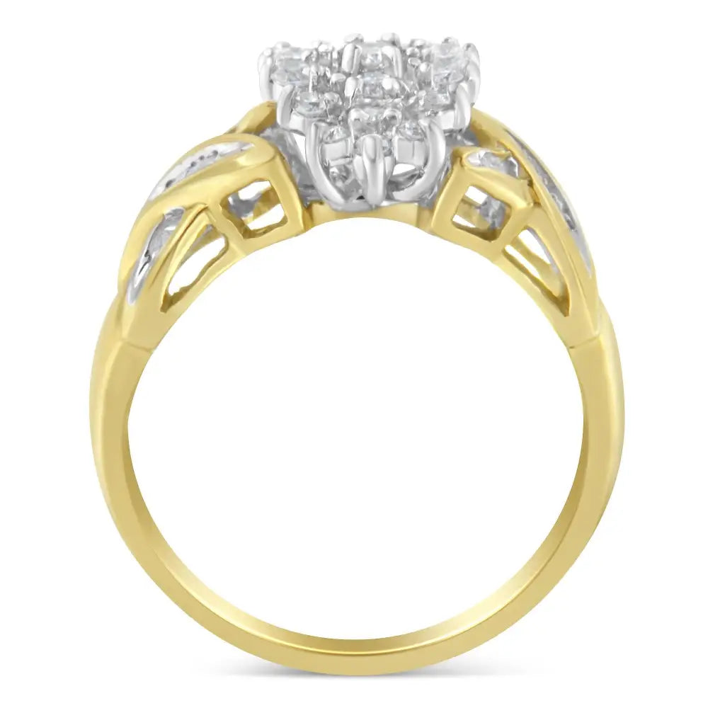 10k Yellow Gold Round and Baguette-cut Diamond Ring (1/2 Cttw H-i Color I1-i2 Clarity) - Fine Jewelry us Direct