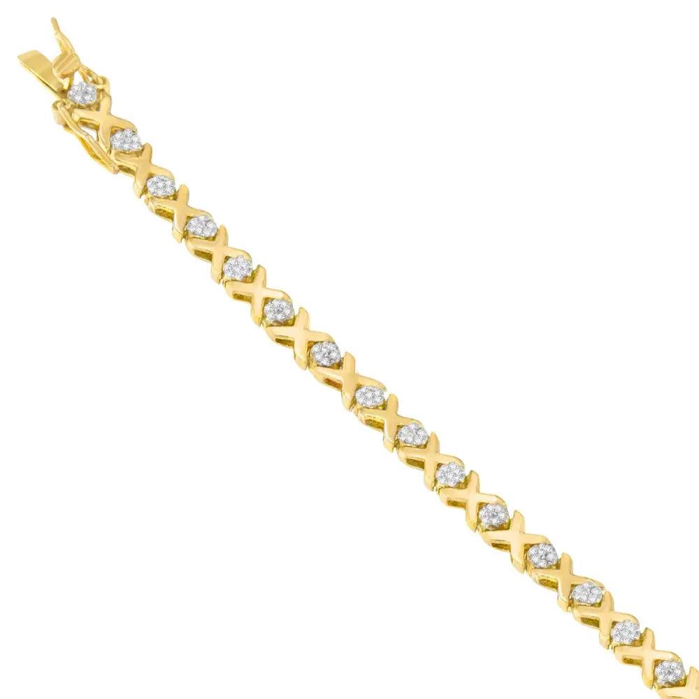 10k Yellow Gold Round Cut Diamond Bracelet (0.03 Cttw I-j Color I2-i3 Clarity) - Fine Jewelry us Direct