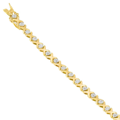 10k Yellow Gold Round Cut Diamond Bracelet (0.03 Cttw I-j Color I2-i3 Clarity) - Fine Jewelry us Direct