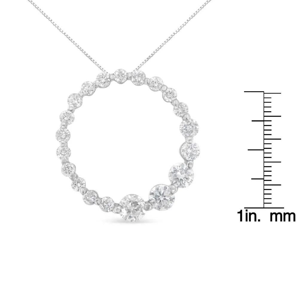 10k Yellow Gold Round Cut Diamond Circle Sparkle Pendant Necklace (1.00 Cttw H-i Color I1-i2 Clarity) - Fine Jewelry