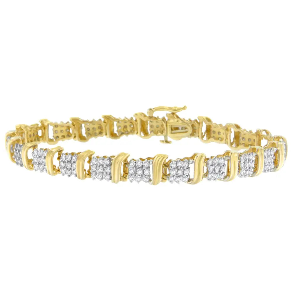 10k Yellow Gold Round-cut Diamond Cluster Bracelet (2.00 Cttw J-k Color I2-i3 Clarity) - Fine Jewelry us Direct