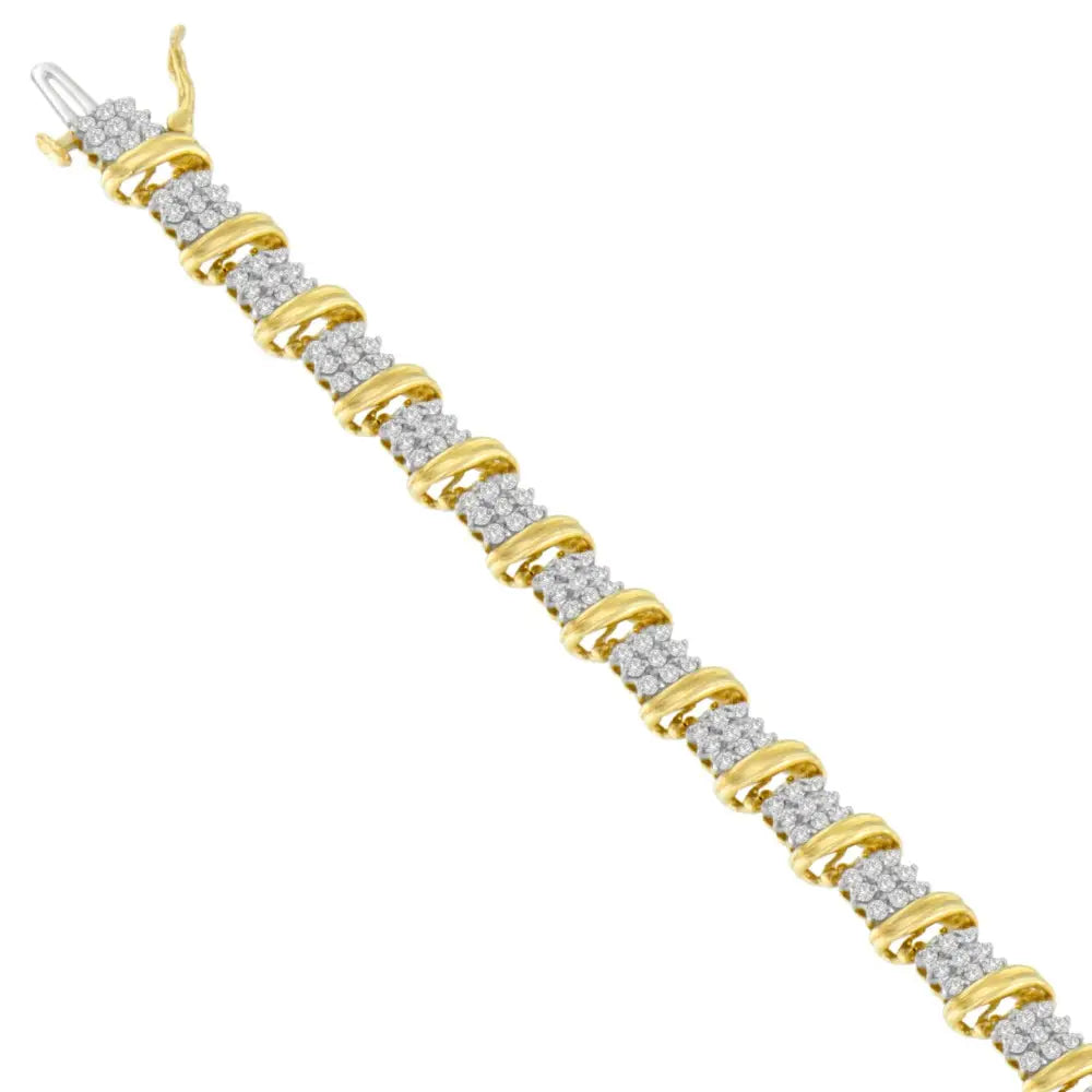 10k Yellow Gold Round-cut Diamond Cluster Bracelet (2.00 Cttw J-k Color I2-i3 Clarity) - Fine Jewelry us Direct