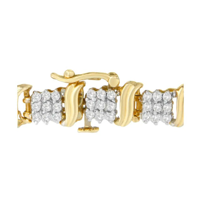 10k Yellow Gold Round-cut Diamond Cluster Bracelet (2.00 Cttw J-k Color I2-i3 Clarity) - Fine Jewelry us Direct