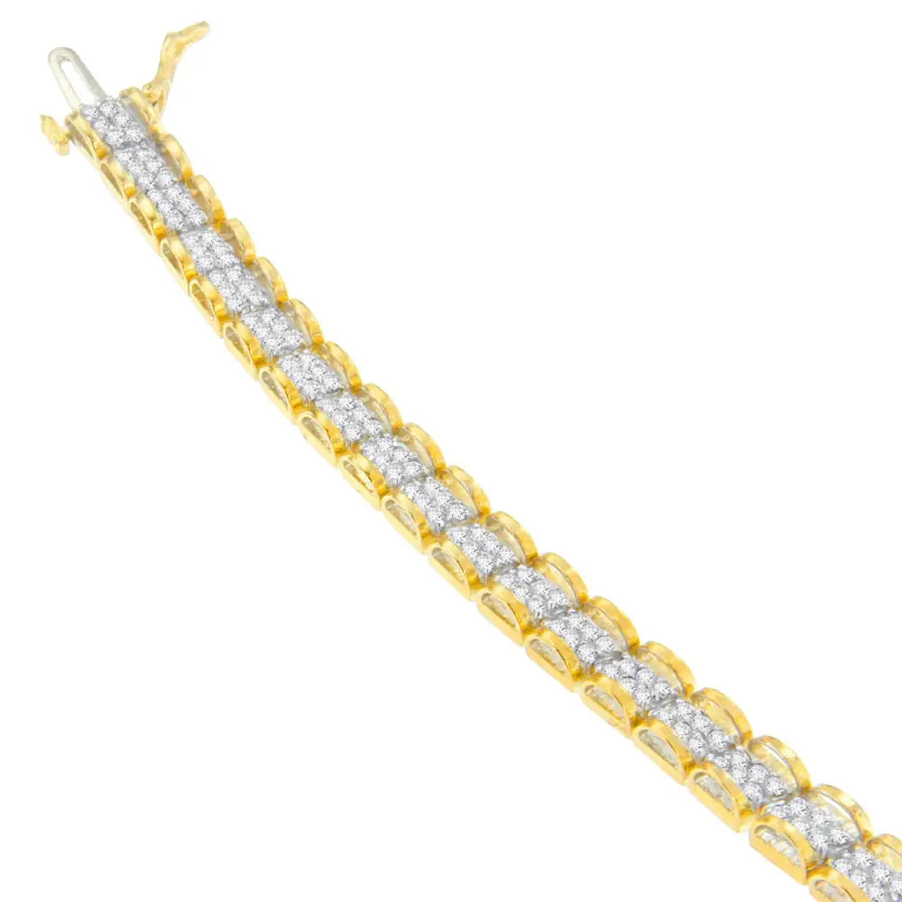 10k Yellow Gold Round Cut Diamond Diagonal Link Bracelet (2.00 Cttw I-j Color I3 Clarity) - Fine Jewelry us Direct