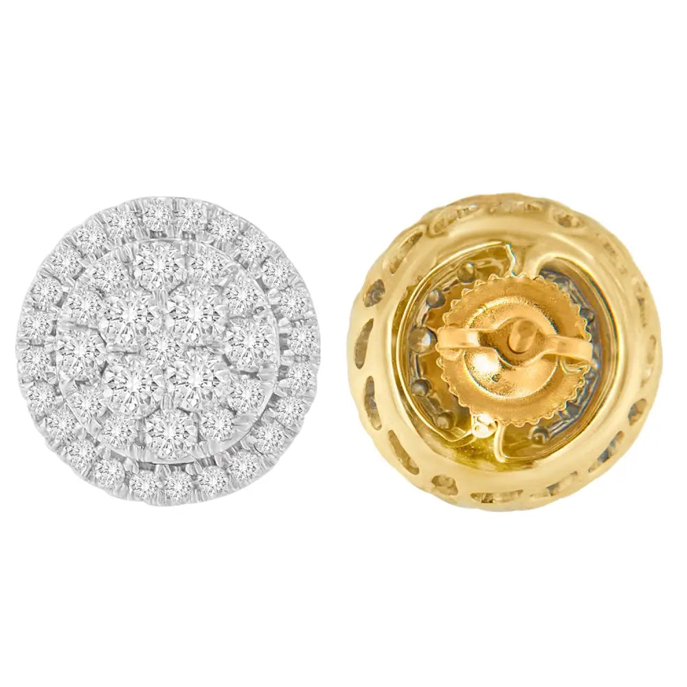 10k Yellow Gold Round Cut Diamond Earrings (1.5 Cttw H-i Color I2-i3 Clarity) - Fine Jewelry us Direct