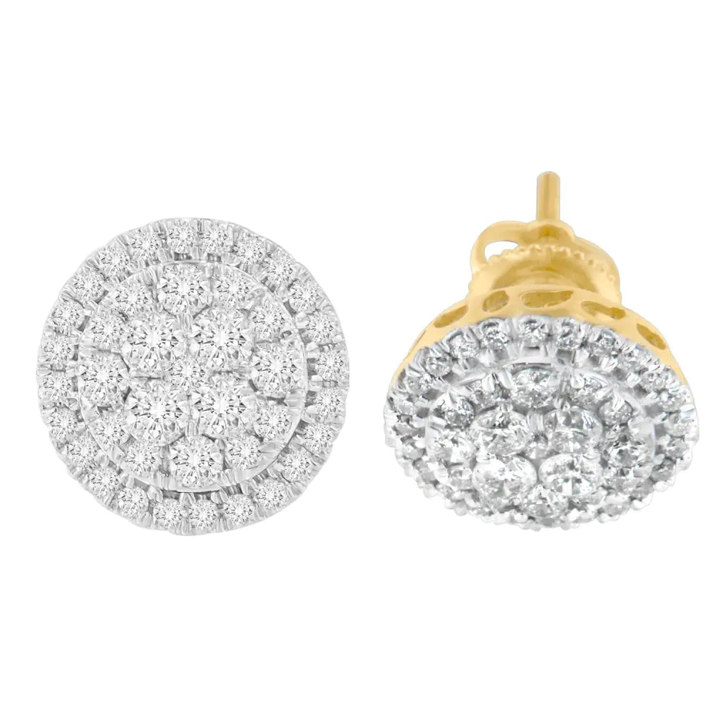 10k Yellow Gold Round Cut Diamond Earrings (1.5 Cttw H-i Color I2-i3 Clarity) - Fine Jewelry us Direct