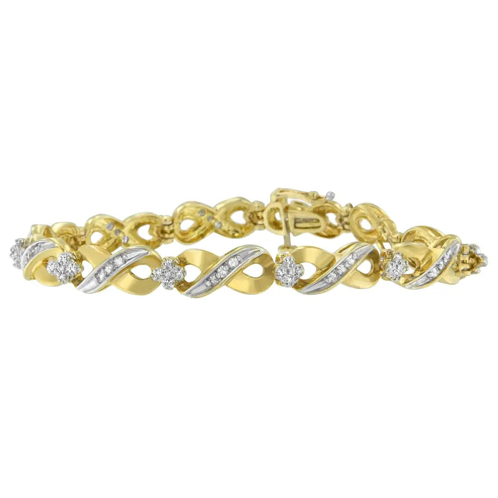 10k Yellow Gold Round Cut Diamond Infinite Love Bracelet (0.75 Cttw I-j Color I1-i2 Clarity) - Fine Jewelry us Direct