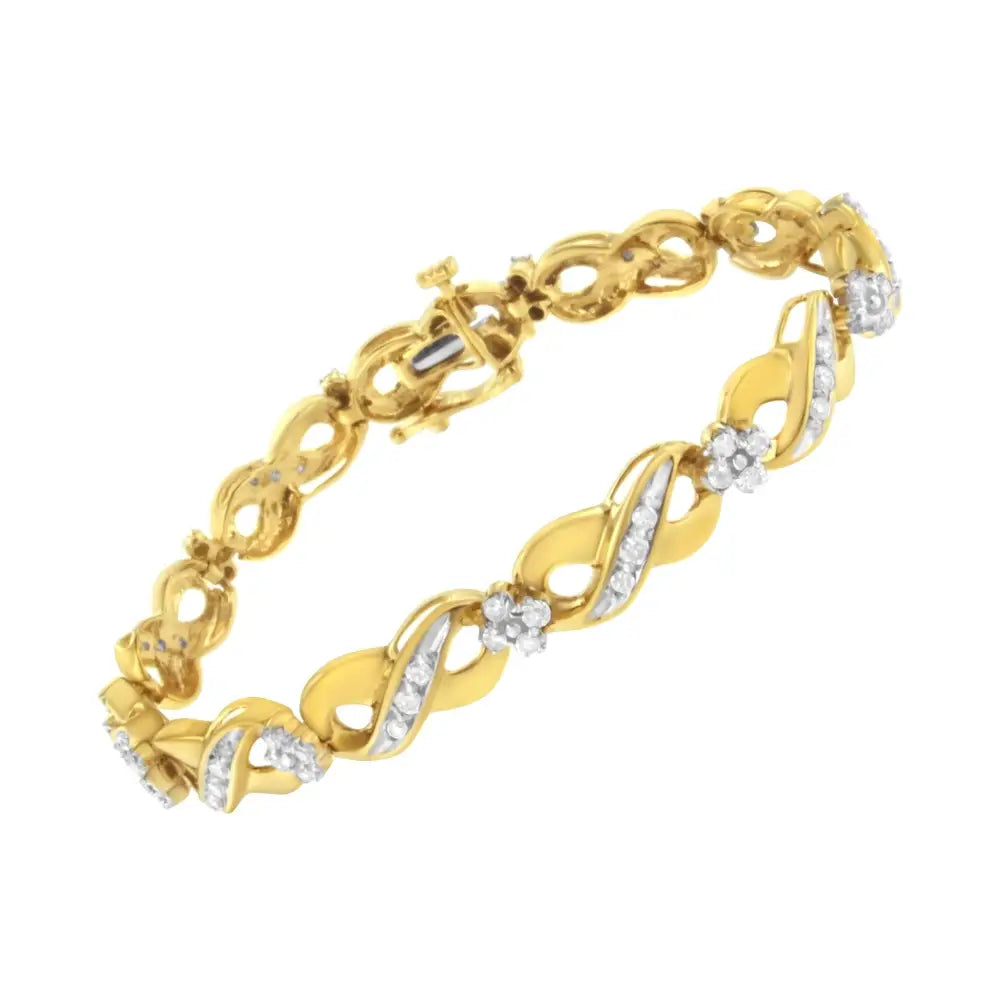 10k Yellow Gold Round-cut Diamond Infinite Love Bracelet (1.00 Cttw I-j Color I2-i3 Clarity) - Fine Jewelry us Direct