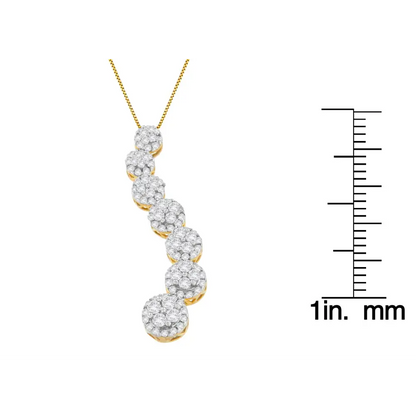 10k Yellow Gold Round Cut Diamond Journey Circle Pendant Necklace (1.00 Cttw H-i Color I1-i2 Clarity) - Fine Jewelry