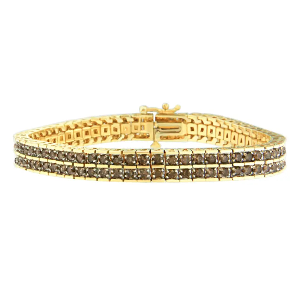 10k Yellow Gold Round-cut Diamond Layers of Love Bracelet (5.00 Cttw K-l Color I1-i2 Clarity) - Fine Jewelry us Direct