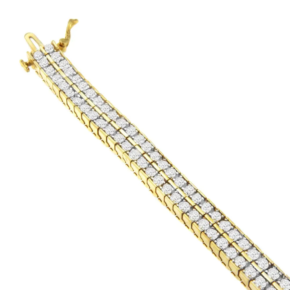 10k Yellow Gold Round-cut Diamond Layers of Love Bracelet (5.00 Cttw K-l Color I1-i2 Clarity) - Fine Jewelry us Direct