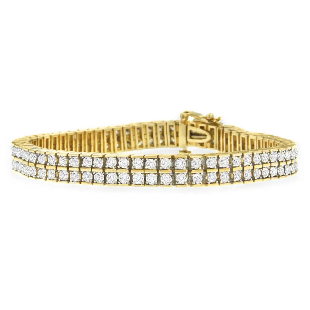 10k Yellow Gold Round-cut Diamond Layers of Love Bracelet (5.00 Cttw K-l Color I1-i2 Clarity) - Fine Jewelry us Direct