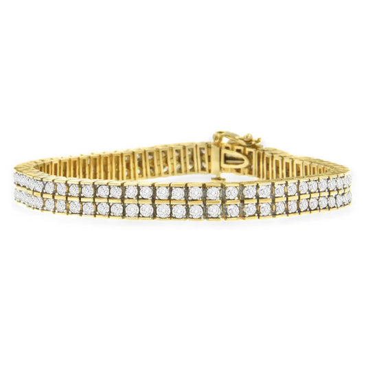 10k Yellow Gold Round-cut Diamond Layers of Love Bracelet (5.00 Cttw K-l Color I1-i2 Clarity) - Fine Jewelry us Direct