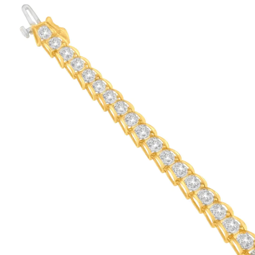 10k Yellow Gold Round-cut Diamond Link Bracelet (2.00 Cttw I-j Color I3 Clarity) - Fine Jewelry us Direct