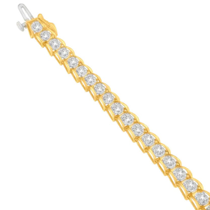 10k Yellow Gold Round-cut Diamond Link Bracelet (2.00 Cttw I-j Color I3 Clarity) - Fine Jewelry us Direct