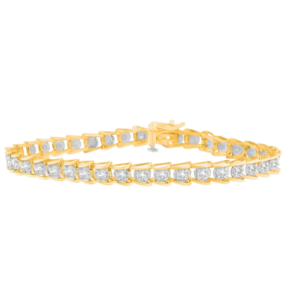 10k Yellow Gold Round-cut Diamond Link Bracelet (2.00 Cttw I-j Color I3 Clarity) - Fine Jewelry us Direct