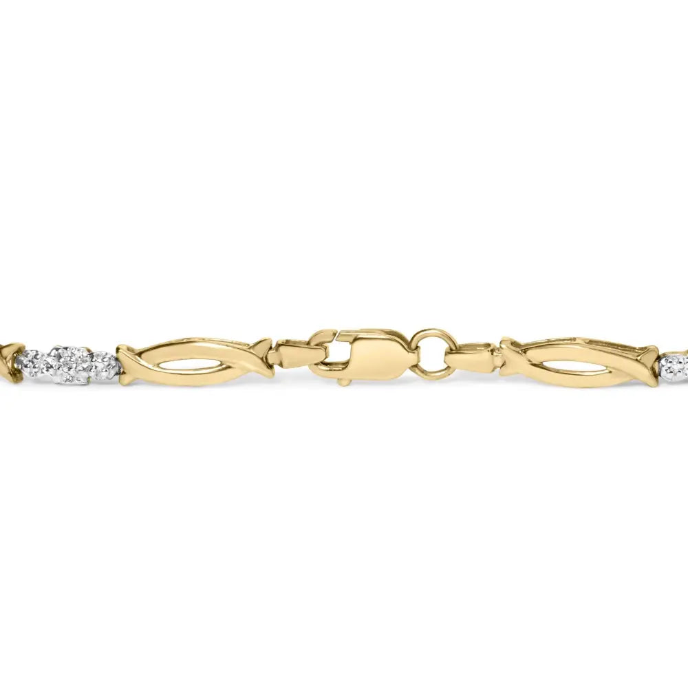 10k Yellow Gold Round Cut Diamond Open Link Bracelet (0.06 Cttw I-j Color I2-i3 Clarity) - Fine Jewelry us Direct