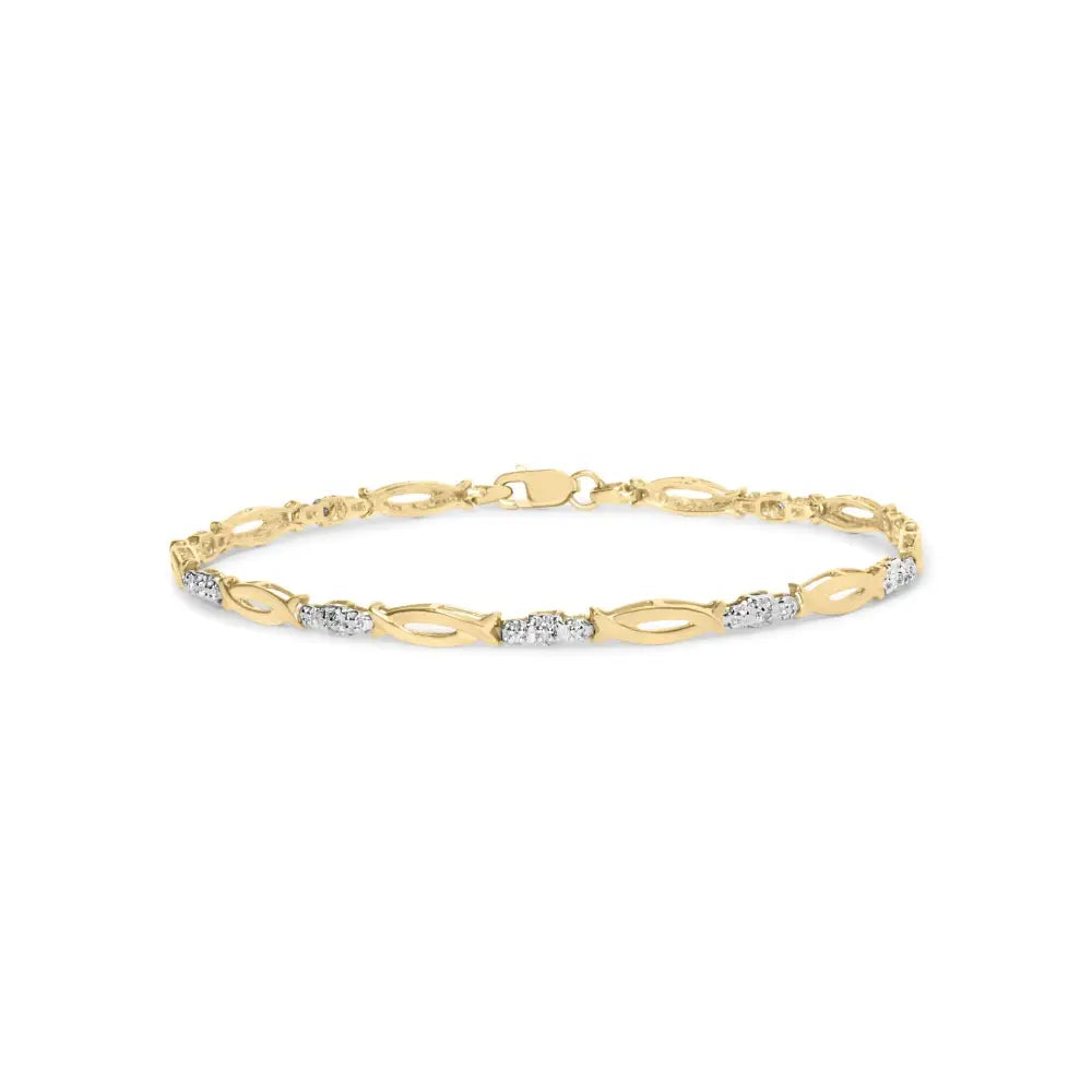 10k Yellow Gold Round Cut Diamond Open Link Bracelet (0.06 Cttw I-j Color I2-i3 Clarity) - Fine Jewelry us Direct