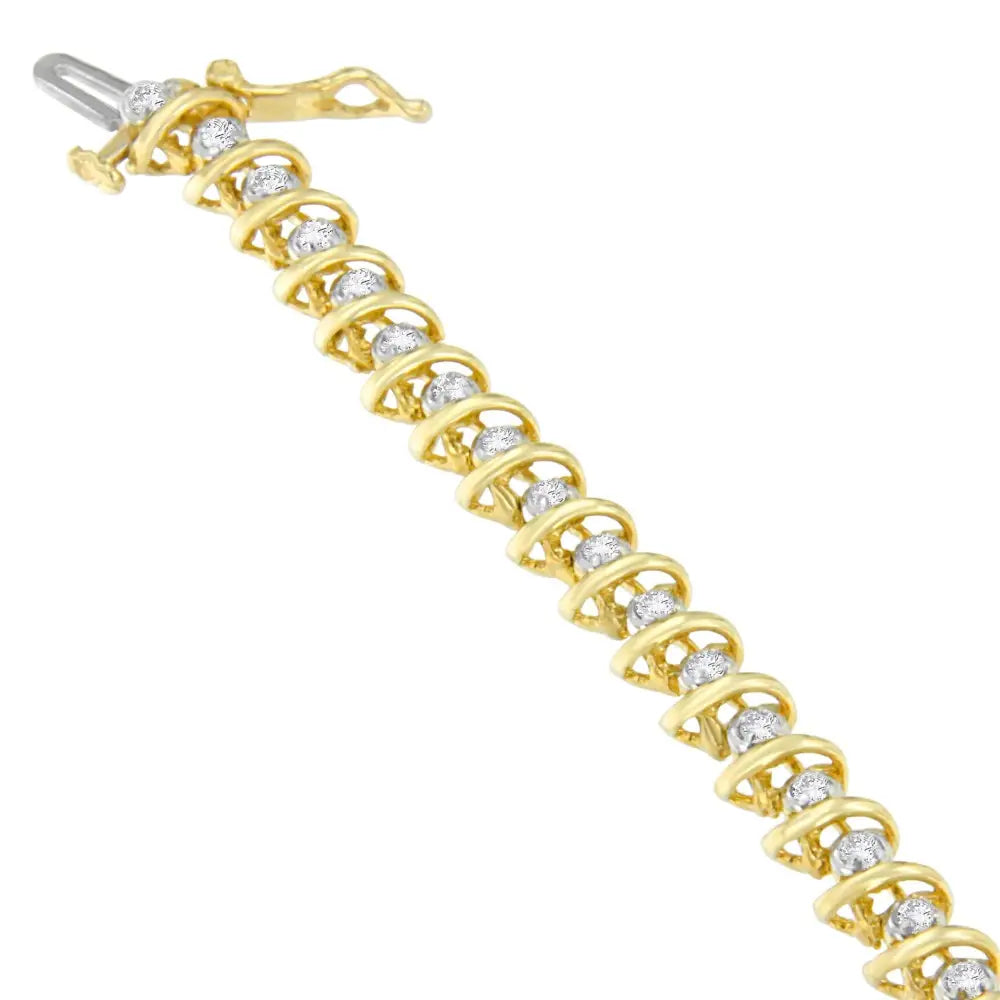 10k Yellow Gold Round Cut Diamond S’ Bracelet (1.00 Cttw I-j Color I2-i3 Clarity) - Fine Jewelry us Direct