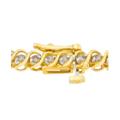 10k Yellow Gold Round Cut Diamond ?S’ Bracelet (1.00 Cttw I-j Color I3 Clarity) - Fine Jewelry us Direct