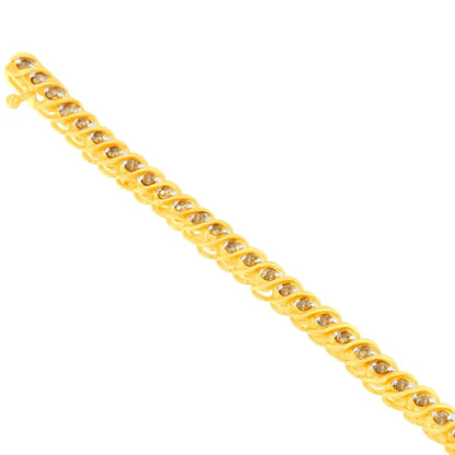 10k Yellow Gold Round Cut Diamond ?S’ Bracelet (1.00 Cttw I-j Color I3 Clarity) - Fine Jewelry us Direct