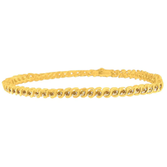 10k Yellow Gold Round Cut Diamond ?S’ Bracelet (1.00 Cttw I-j Color I3 Clarity) - Fine Jewelry us Direct