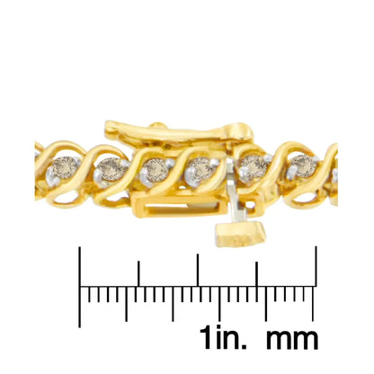 10k Yellow Gold Round Cut Diamond ?S’ Bracelet (1.00 Cttw I-j Color I3 Clarity) - Fine Jewelry us Direct