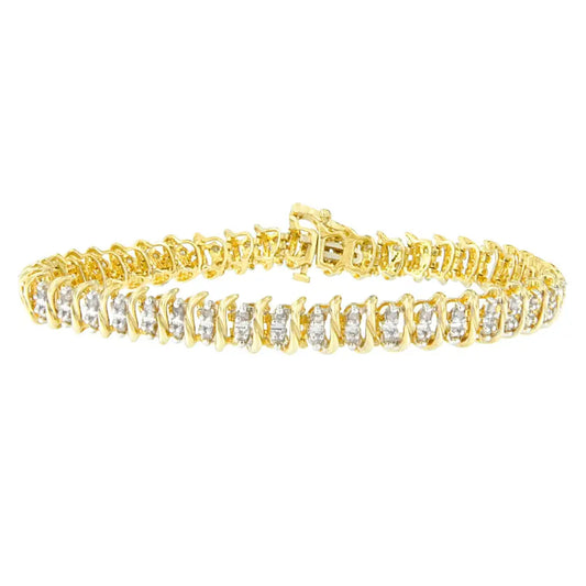 10k Yellow Gold Round Cut Diamond S-curve Bracelet (1.00 Cttw J-k Color I2-i3 Clarity) - Fine Jewelry us Direct