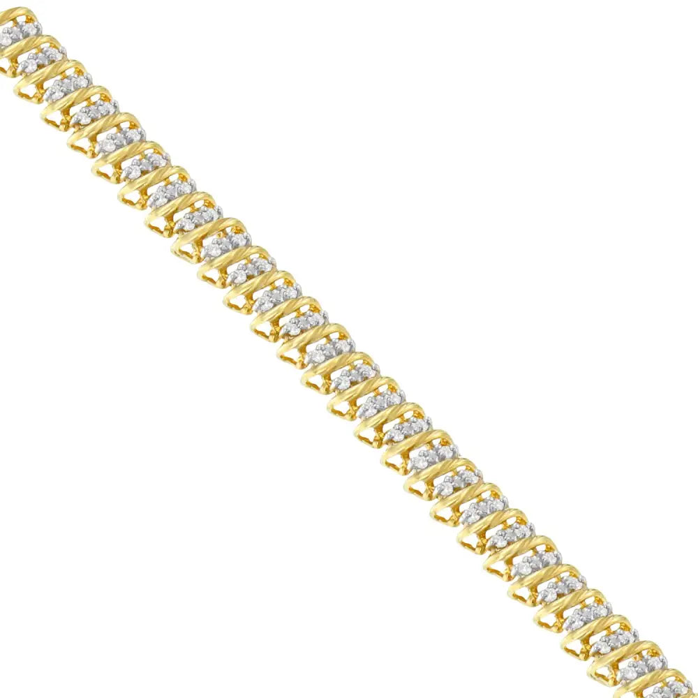 10k Yellow Gold Round Cut Diamond S-curve Bracelet (1.00 Cttw J-k Color I2-i3 Clarity) - Fine Jewelry us Direct