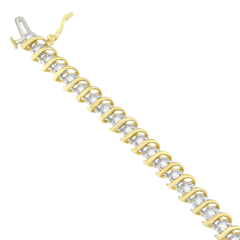 10k Yellow Gold Round Cut Diamond Spiral Bracelet (1.00 Cttw J-k Color I2-i3 Clarity) - Fine Jewelry us Direct