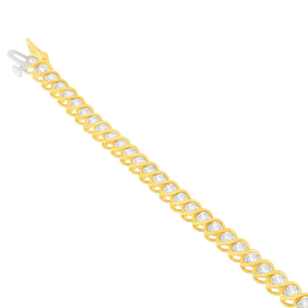 10k Yellow Gold Round Cut Diamond Spiral Bracelet (2.00 Cttw J-k Color I2-i3 Clarity) - Fine Jewelry us Direct