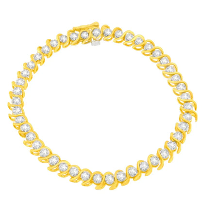 10k Yellow Gold Round Cut Diamond Spiral Bracelet (2.00 Cttw J-k Color I2-i3 Clarity) - Fine Jewelry us Direct