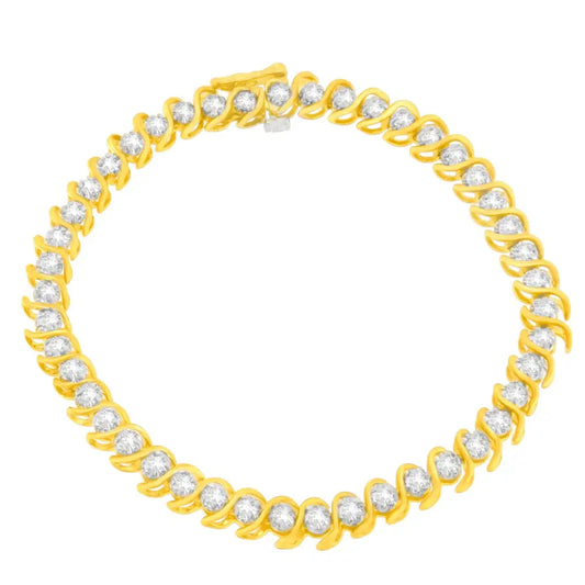 10k Yellow Gold Round Cut Diamond Spiral Bracelet (2.00 Cttw J-k Color I2-i3 Clarity) - Fine Jewelry us Direct