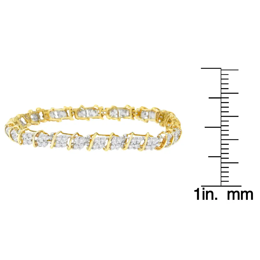 10k Yellow Gold Round Cut Diamond Square Link Bracelet (2.00 Cttw H-i Color Si1-si2 Clarity) - Fine Jewelry us Direct