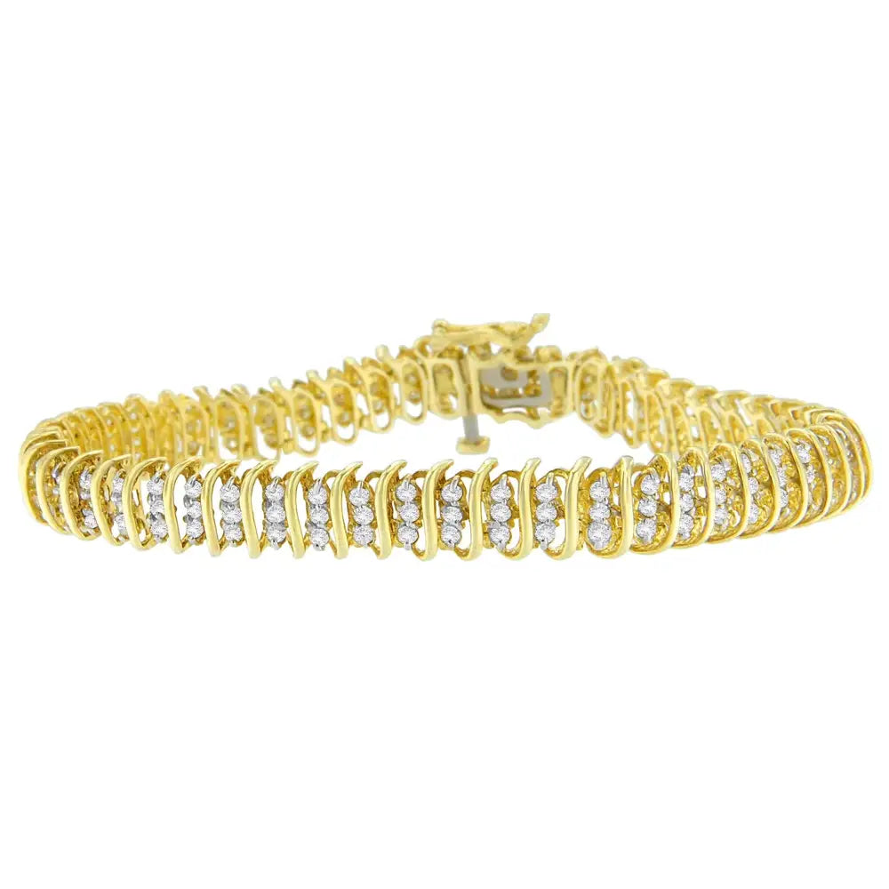 10k Yellow Gold Round Cut Diamond Wrap Bracelet (2.00 Cttw I-j Color I2-i3 Clarity) - Fine Jewelry us Direct