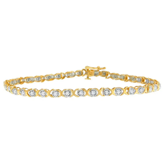 10k Yellow Gold Round Cut Diamond ?X’ Bracelet (0.50 Cttw I-j Color I3 Clarity) - Fine Jewelry us Direct