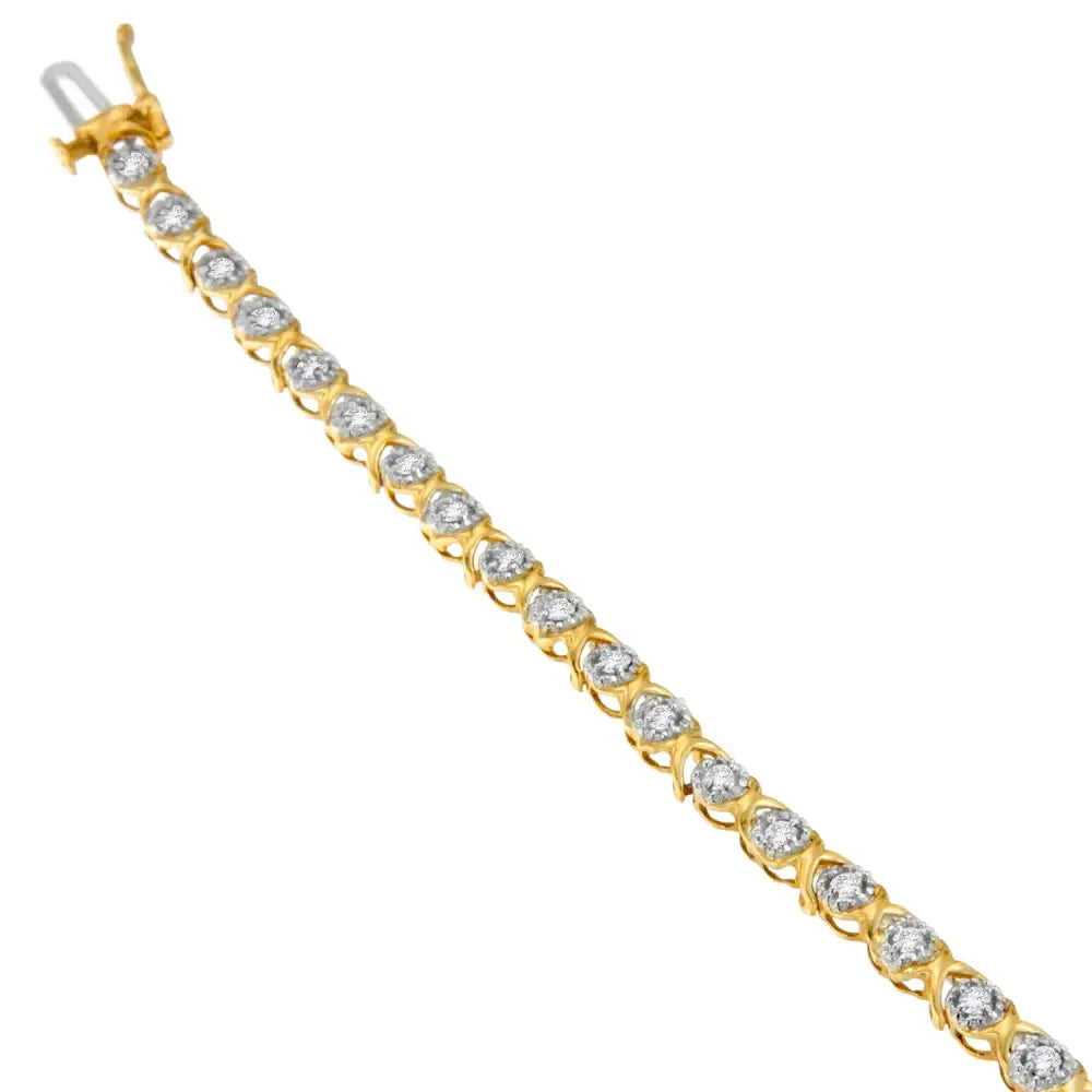 10k Yellow Gold Round Cut Diamond ?X’ Bracelet (0.50 Cttw I-j Color I3 Clarity) - Fine Jewelry us Direct