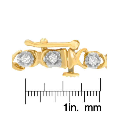 10k Yellow Gold Round Cut Diamond ?X’ Bracelet (0.50 Cttw I-j Color I3 Clarity) - Fine Jewelry us Direct