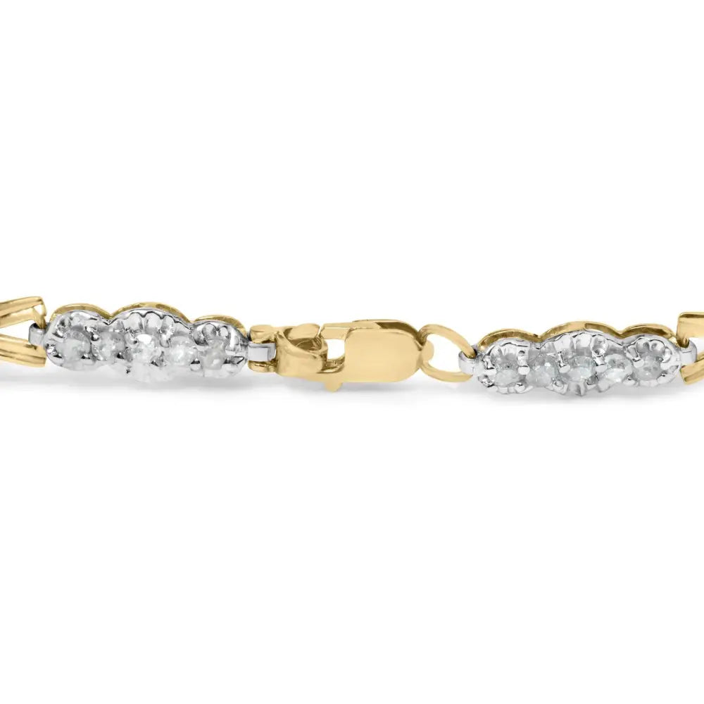 10k Yellow Gold Round-cut Diamond Xoxo Bracelet (1.00 Cttw H-i Color I3 Clarity) - Fine Jewelry us Direct