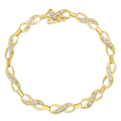 10k Yellow Gold Round-cut Infinite Love Diamond Bracelet (0.25 Cttw I-j Color I2-i3 Clarity) - Fine Jewelry us Direct