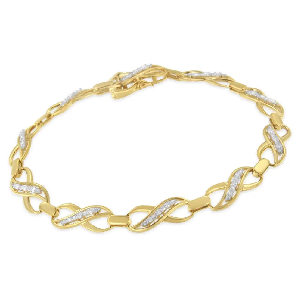 10k Yellow Gold Round-cut Infinite Love Diamond Bracelet (0.25 Cttw I-j Color I2-i3 Clarity) - Fine Jewelry us Direct